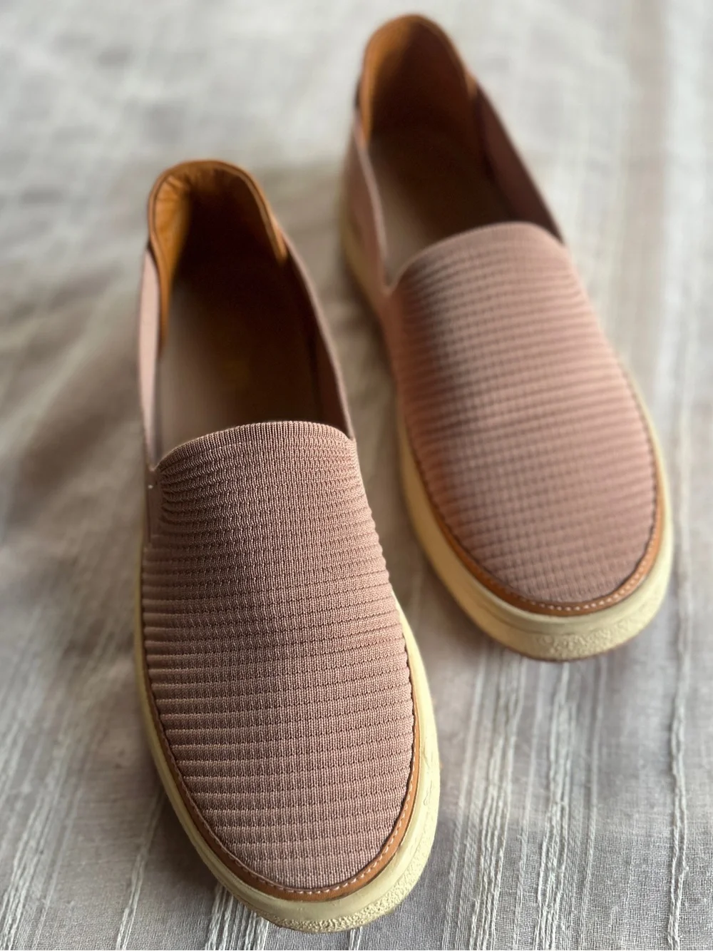 Mi.iM Parker Knit Slip-On Platform Sneakers Blush Pink/Tan | 8  NWOB